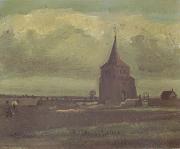 Vincent Van Gogh The old Tower of Nuenen with a Ploughman (nn04) oil painting picture wholesale